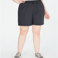 Shorts curtos femininos Ideology com bolsos e elástico, cinza, tamanho 1X