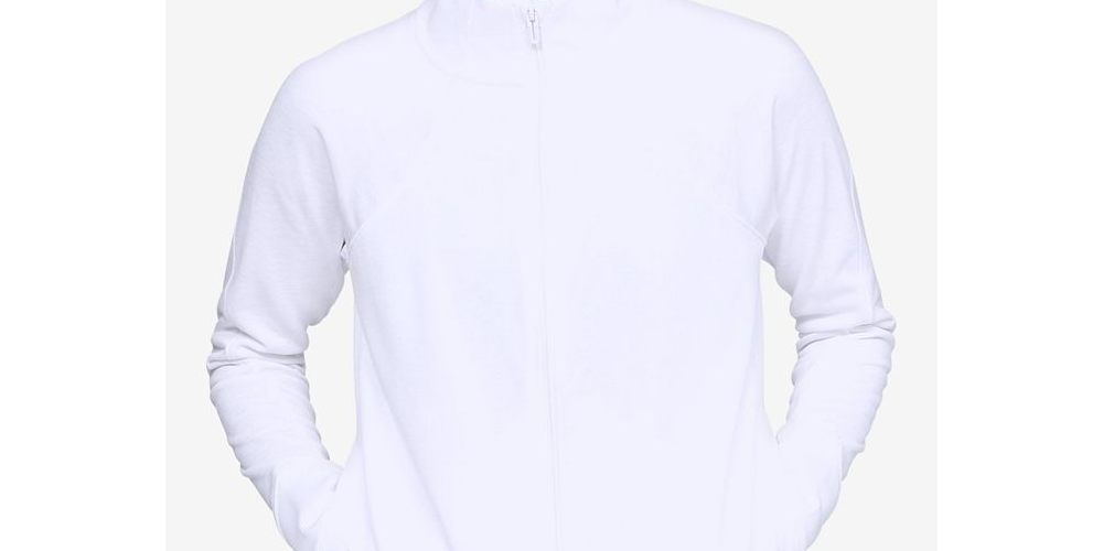 Jaqueta de lã estampada feminina Under Armour, azul, tamanho XX-G