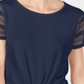 INC International Concepts Top feminino plus size com manga de renda e amarração frontal, azul, tamanho 3X