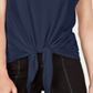 INC International Concepts Top feminino plus size com manga de renda e amarração frontal, azul, tamanho 3X