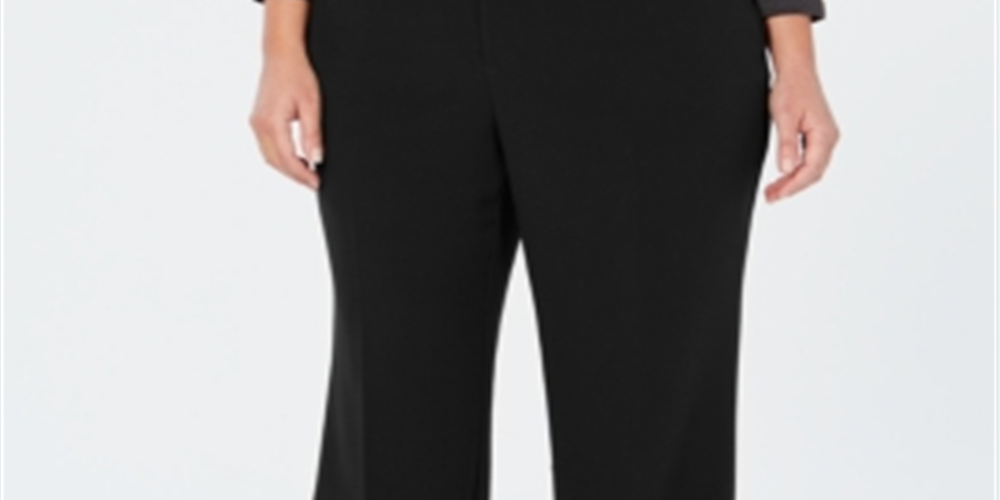 Calça feminina Charter Club Plus Tummy Slimming Relaxed Fit, preta, tamanho 14W
