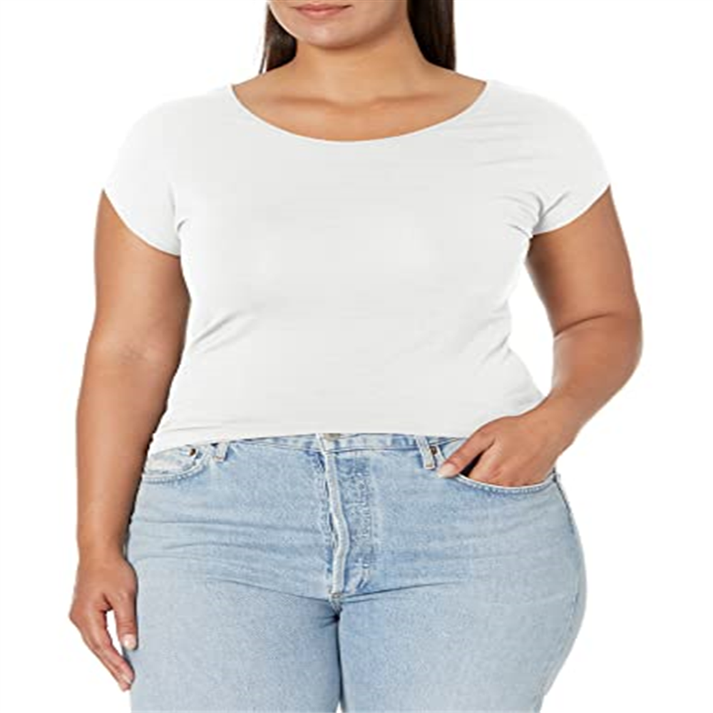 Camisetas femininas essenciais Downeast, tamanho M, brancas