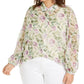 Blusa feminina com estampa floral plus size INC International Concepts, branca, tamanho 1X