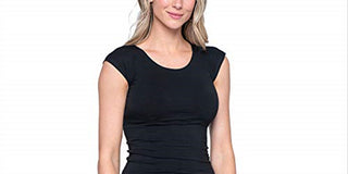 Camisetas femininas casuais Wonder Tops da Downeast, pretas, tamanho G