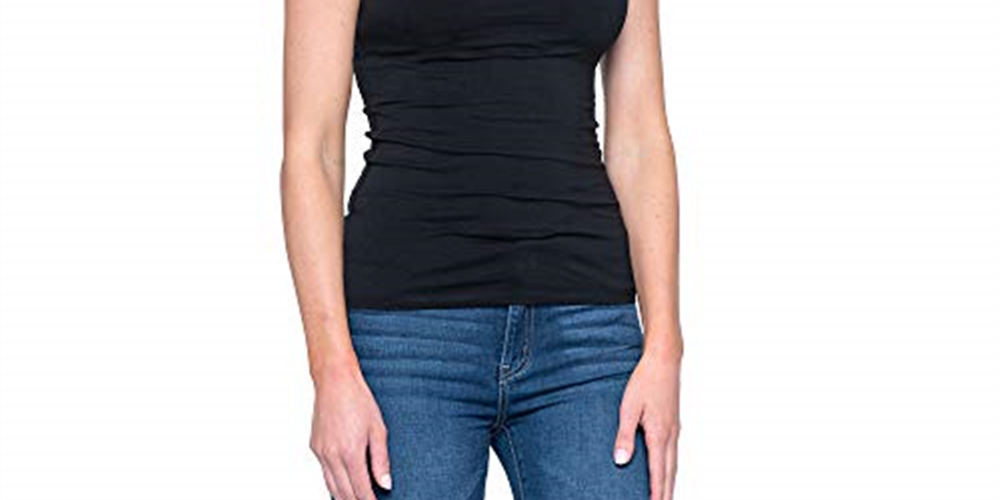 Camisetas femininas casuais Wonder Tops da Downeast, pretas, tamanho G
