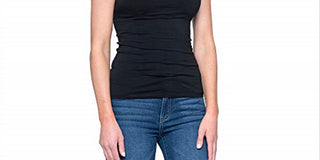 Camisetas femininas casuais Wonder Tops da Downeast, pretas, tamanho G