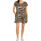 Vestido camiseta feminino de algodão com estampa camuflada Style &amp; Co, verde, tamanho X-S