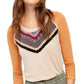 Blusa feminina Free People com decote redondo e manga 3/4, de malha frontal, tamanho médio, marrom