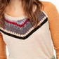 Blusa feminina Free People com decote redondo e manga 3/4, de malha frontal, tamanho médio, marrom