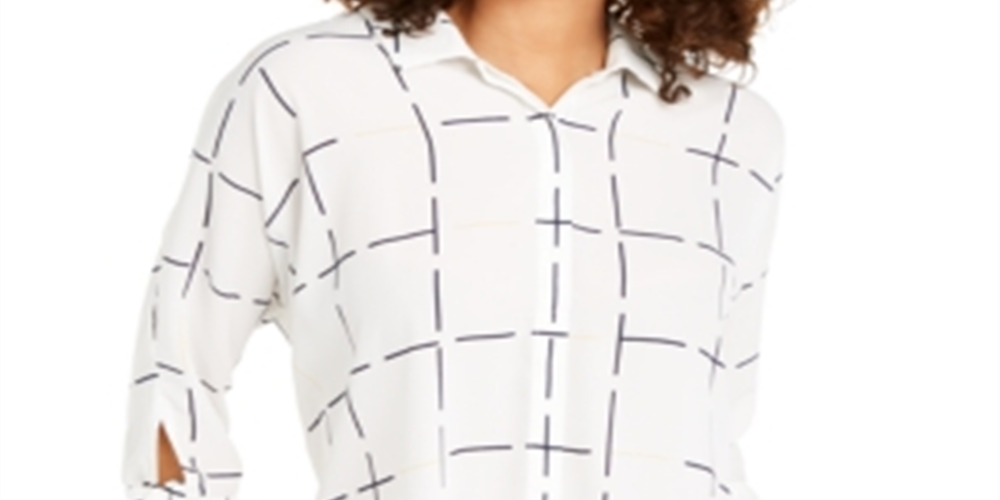 Blusa feminina Alfani branca com manga 3/4, tamanho X-G