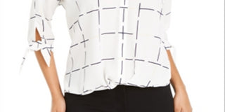 Blusa feminina Alfani branca com manga 3/4, tamanho X-G