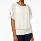 Blusa feminina manga bufante JM Collection, amarela, tamanho X-S