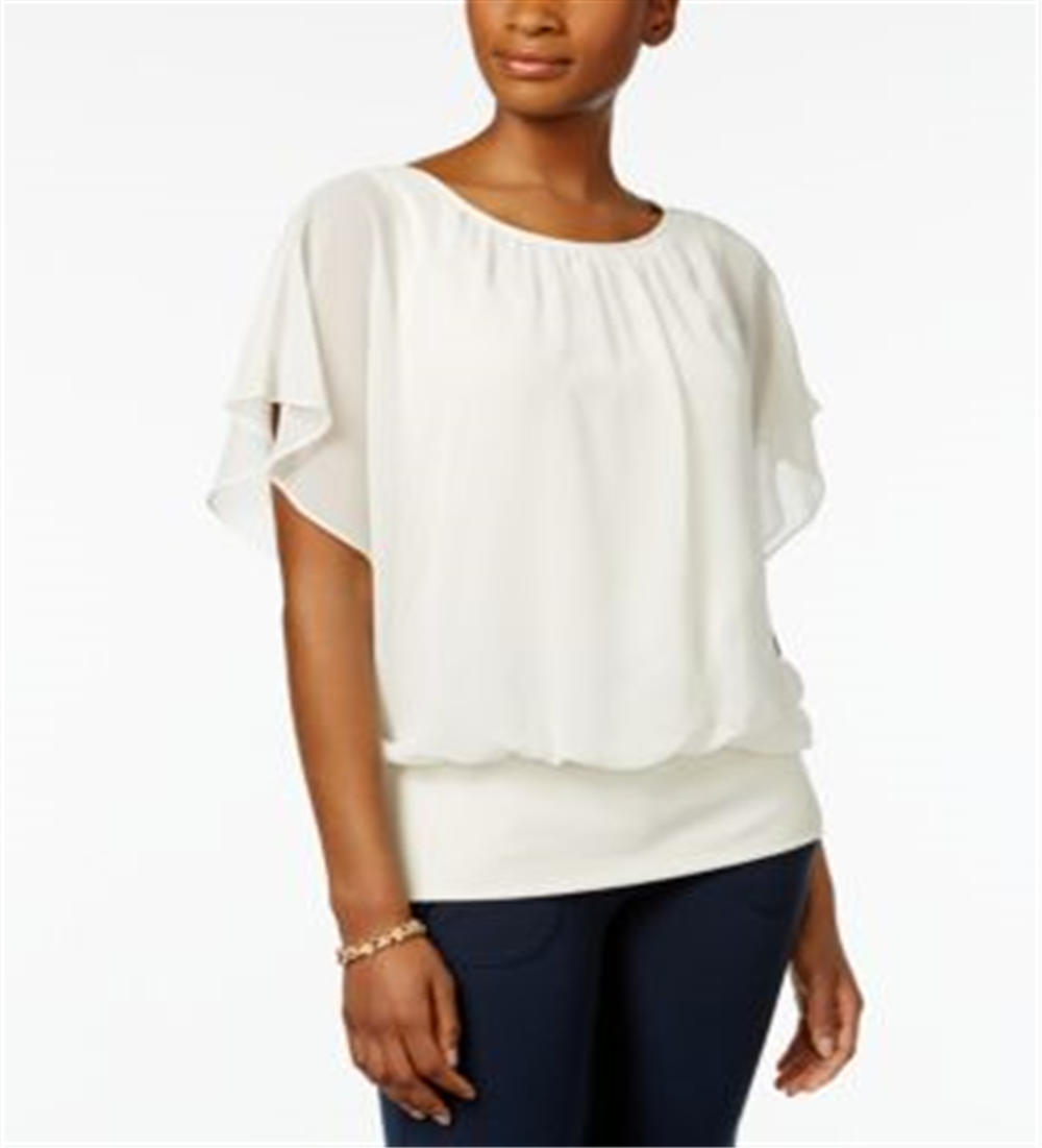 Blusa feminina manga bufante JM Collection, amarela, tamanho X-S