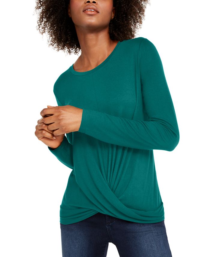 INC International Concepts Top feminino torcido verde tamanho X-S