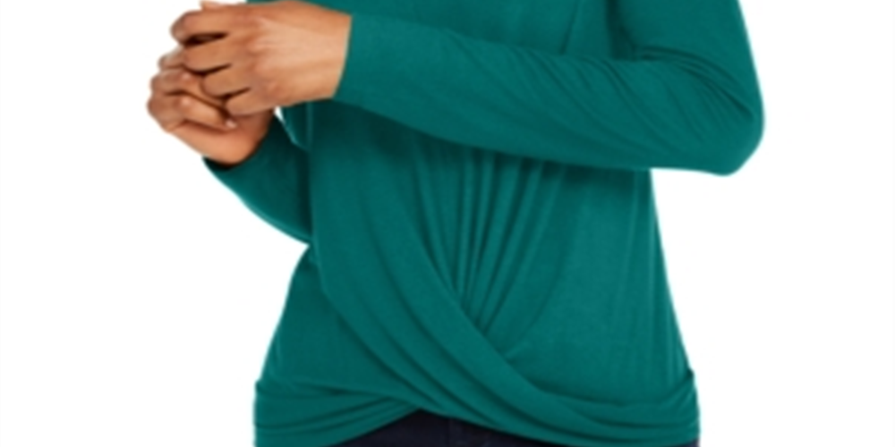 INC International Concepts Top feminino torcido verde tamanho X-S