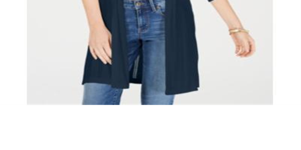 Cardigan feminino texturizado canelado aberto Charter Club, azul, tamanho X-S