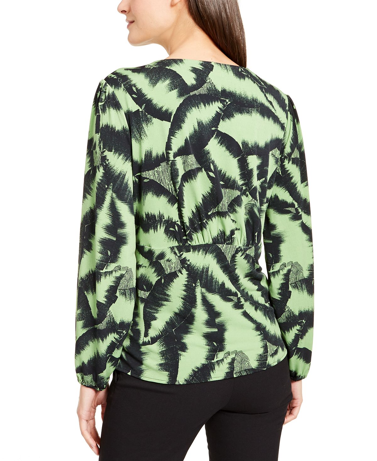 Blusa estampada com decote sobrepeliz Alfani feminina, verde, tamanho X-Large