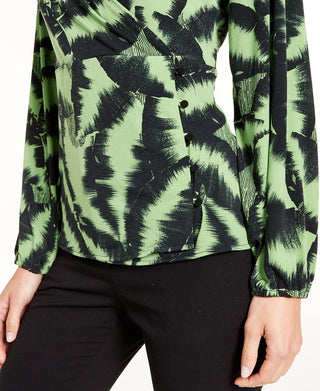 Blusa estampada com decote sobrepeliz Alfani feminina, verde, tamanho X-Large