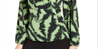 Blusa estampada com decote sobrepeliz Alfani feminina, verde, tamanho X-Large