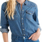 Blusa Western Feminina The North Face Chambray com Botões Azul Tamanho X-G