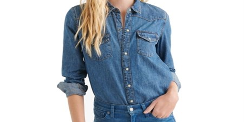 Blusa Western Feminina The North Face Chambray com Botões Azul Tamanho X-G