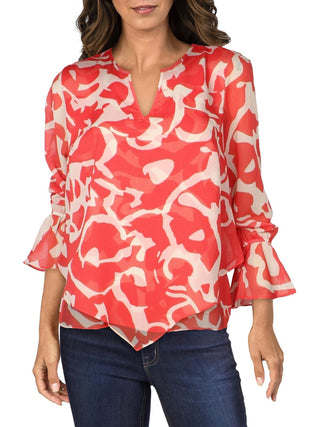 Blusa Alfani Feminina Bold Abstract Top Decote V Laranja Tamanho P