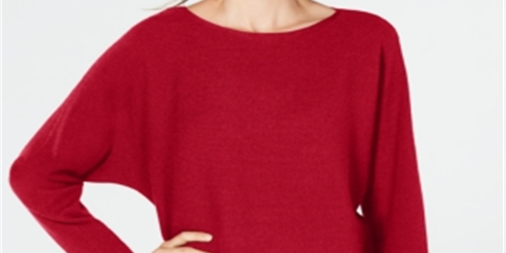 Suéter feminino IINC International Concepts com manga dolman e nervuras, pulôver vermelho, tamanho X-S