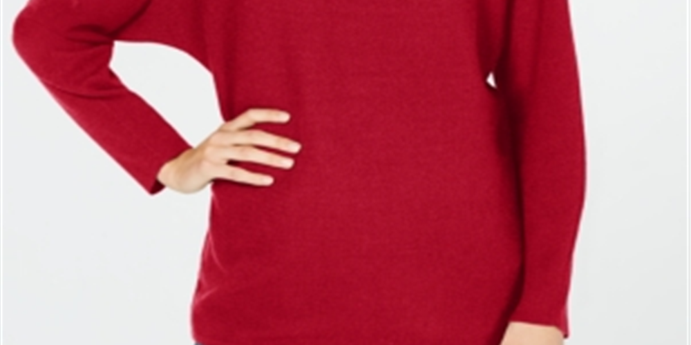 Suéter feminino IINC International Concepts com manga dolman e nervuras, pulôver vermelho, tamanho X-S