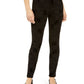 Calça skinny de cintura alta Alfani feminina, flocada, de veludo, preta, tamanho 4