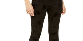 Calça skinny de cintura alta Alfani feminina, flocada, de veludo, preta, tamanho 4