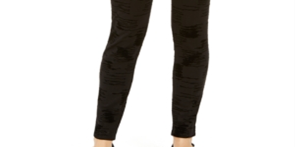Calça skinny de cintura alta Alfani feminina, flocada, de veludo, preta, tamanho 4