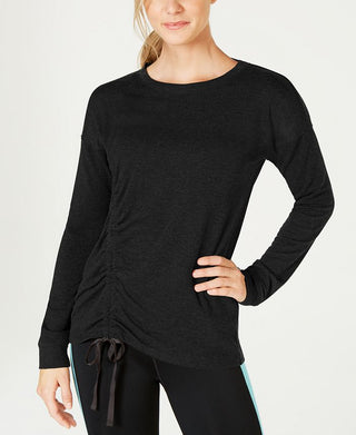 Ideology Women's Asymmetrical Hem Long Sleeve Athletic Top Gray Size Small