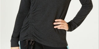 Ideology Women's Asymmetrical Hem Long Sleeve Athletic Top Gray Size Small