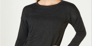 Ideology Women's Fitness Workout Pullover Top Gray Size Large