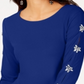 Blusa feminina com mangas enfeitadas da INC International Concepts, azul, tamanho X-S