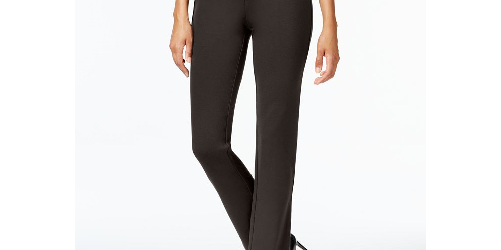 Calça feminina JM Collection Ponte Pull-on com perna reta, marrom, tamanho pequeno P