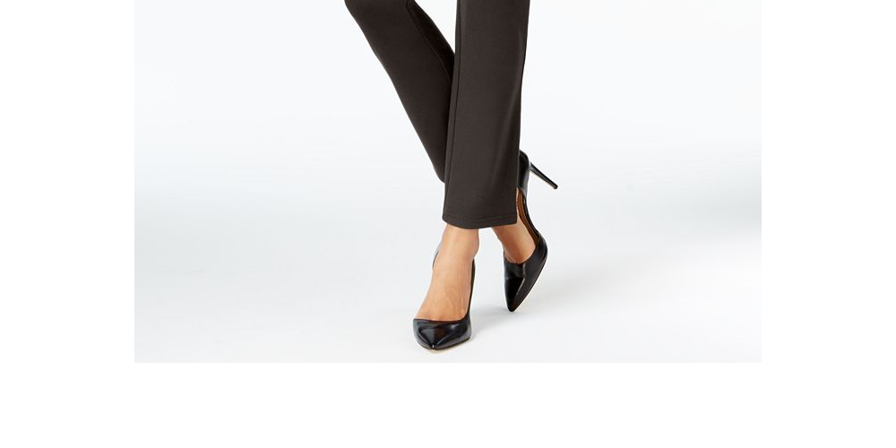 Calça feminina JM Collection Ponte Pull-on com perna reta, marrom, tamanho pequeno P