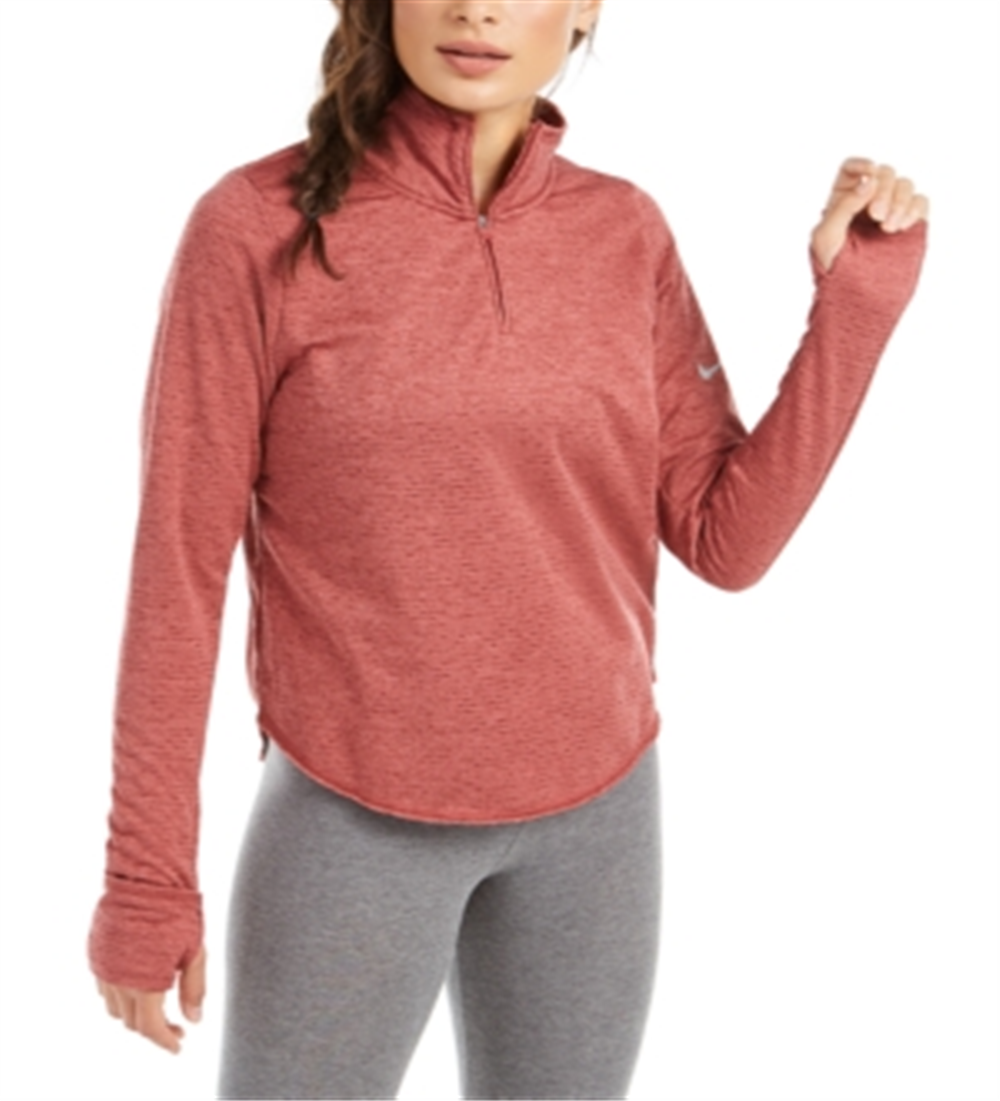 Camiseta Nike Feminina Manga Longa com Zíper 1/2 para Corrida, Rosa, Tamanho P