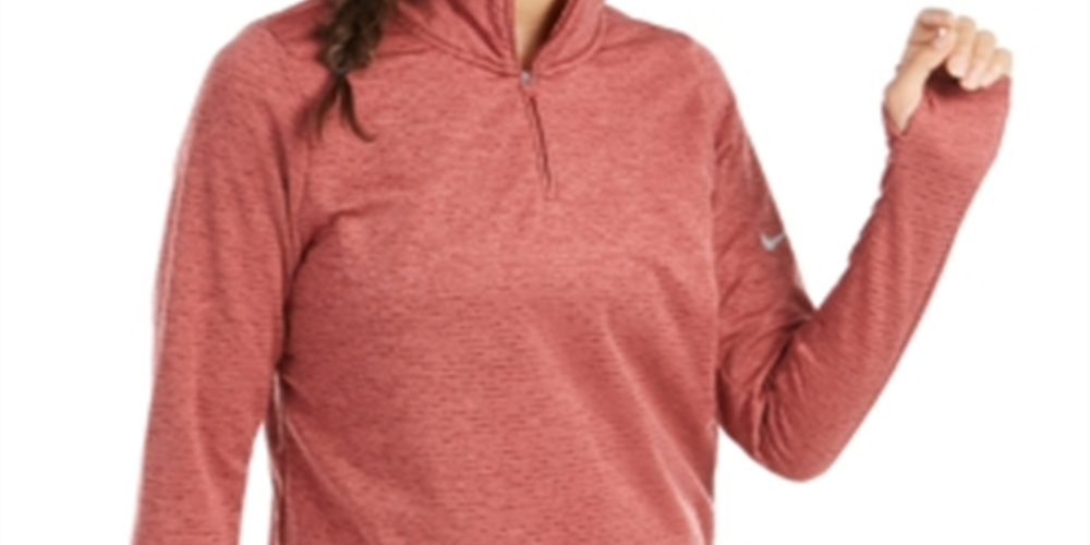 Camiseta Nike Feminina Manga Longa com Zíper 1/2 para Corrida, Rosa, Tamanho P