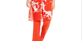 Blusa túnica feminina Alfani com estampa frontal transparente e torção, vermelha, tamanho grande