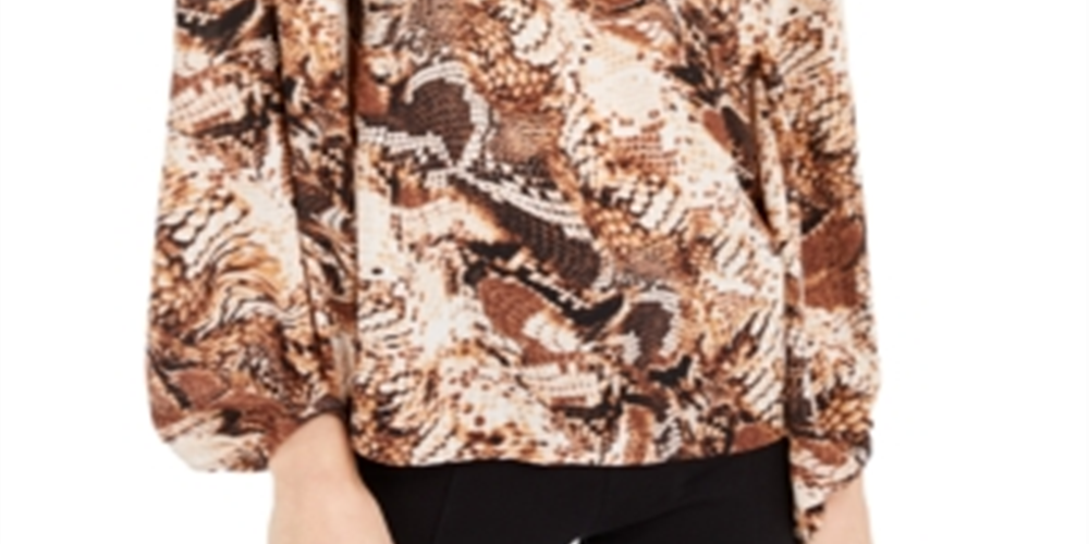 Blusa feminina com estampa de cobra e estampa de camponesa INC International Concepts, marrom, tamanho pequeno