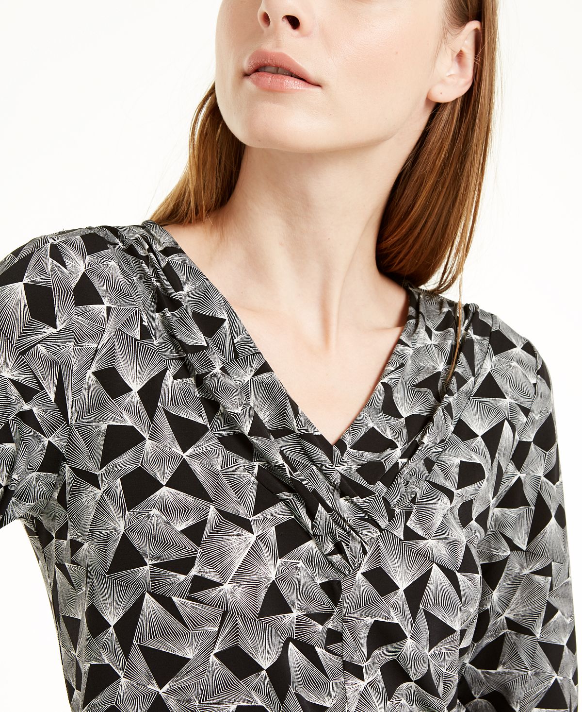 Blusa geométrica assimétrica feminina Alfani, preta, tamanho P