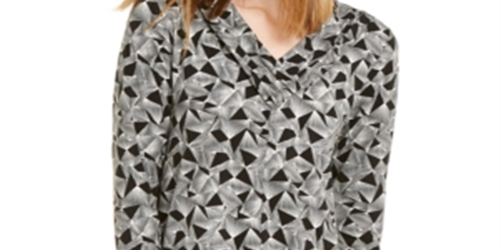 Blusa geométrica assimétrica feminina Alfani, preta, tamanho P