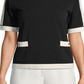Blusa de malha feminina Anne Klein com bolsos frontais, preta, tamanho médio