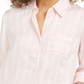 Camisa listrada feminina Style &amp; Co com um bolso, rosa, tamanho pequeno