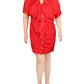 IINC International Concepts Vestido de coquetel feminino com babados e franzidos, vermelho, tamanho extrapequeno