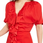 IINC International Concepts Vestido de coquetel feminino com babados e franzidos, vermelho, tamanho extrapequeno