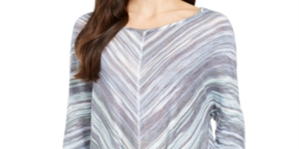 Blusa feminina listrada com amarração frontal, azul, tamanho XX-G, da Style &amp; Co