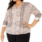 Blusa feminina estampada com botões Style &amp; Co, marrom, tamanho 2X