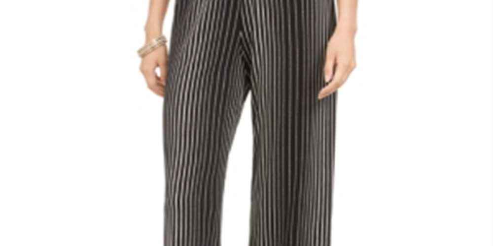 Calça feminina Alfani estampada macia preta tamanho X-S